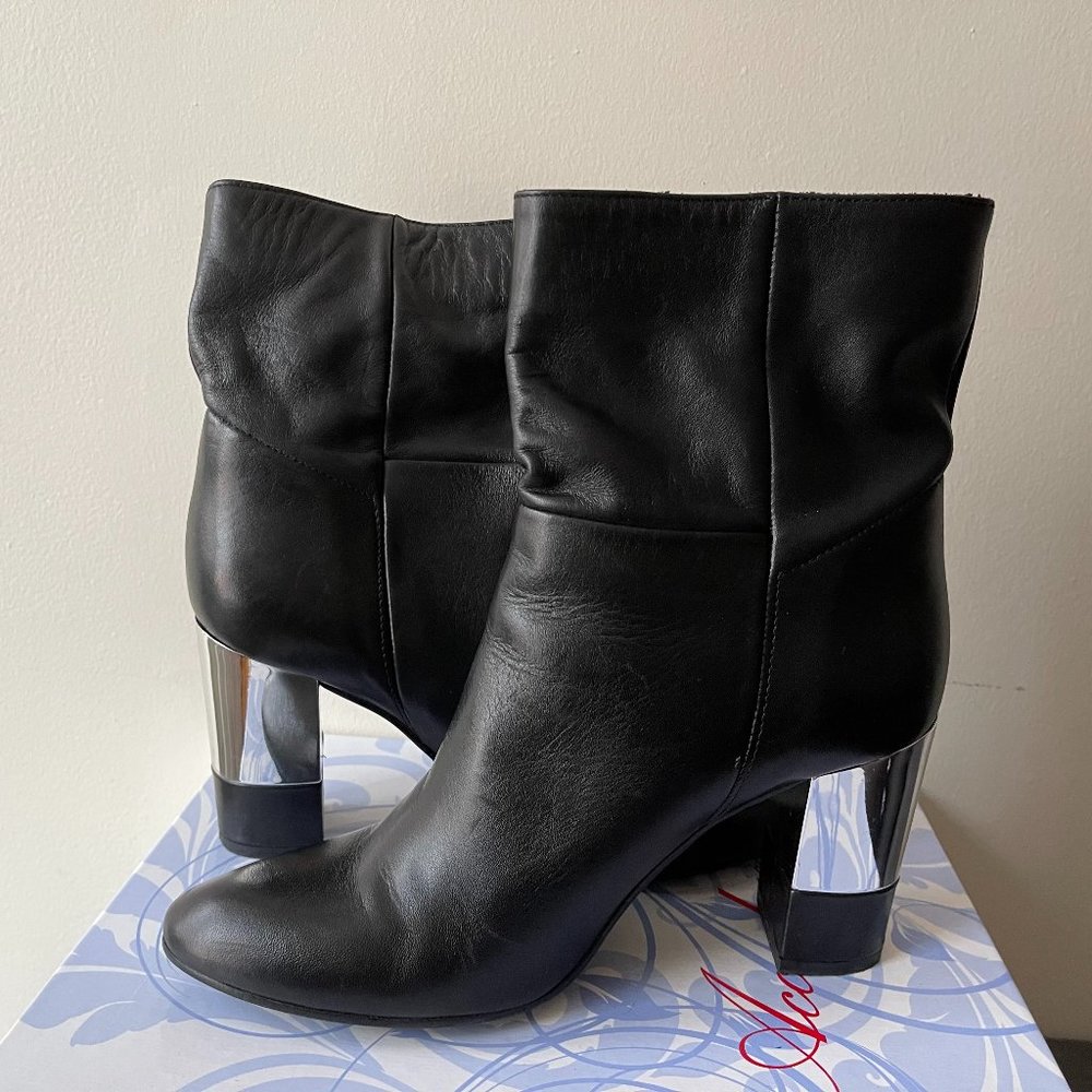 Accademia Italian leather boots with silver heels